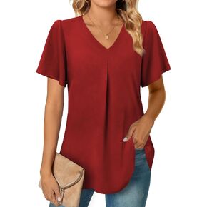 قمصان نسائية كاجوال عصرية بأكمام قصيرة، قمصان صيفية برقبة على شكل V، ملابس عصرية in Kuwait