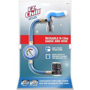 InterDynamics EZ Chill Car Air Conditioner R134A Refrigerant Gauge and Hose, Reusable AC Recharge Kit - 1 Count