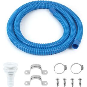 1-1/8 Inch Dia Marine Bilge Pump Hose,6 FT PVC Bilge Pump Hose, Bilge Pump Installation Kit with 1-1/8 Inch Thru Hull Fitting,Include Stainless Steel Clamps and U-Shaped Pipe Card (Black)