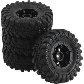 4Pcs ShareGoo OD 2.16" Plastic Wheel Rims & Rubber Tire with Lock Nut Compatible with Axial SCX24 90081 AXI00001 1/24 RC Crawler Car