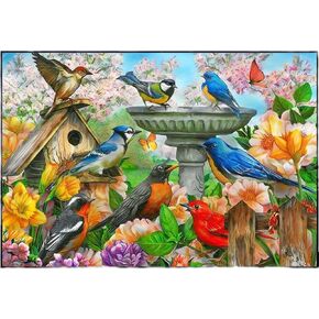 JININQ Diamond Art Painting Kits 5D Flower Bird Diamond Art Painting Kits for Adults Diamond Dots Diamond Art Kits Diamond Gem Art Crafts for Home Wall Decor DIY Gift-12x16inch