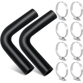 Frienda 2 Pcs Gasoline Fuel Filler Neck Hose with 8 Hose Clamp Set 15 7/8 inch Length Fuel Filler Hose Reinforced Gas Tank Filler Hose for Fuel Filler Neck Vent Hose(1 1/2 Inch, 45 Degree)