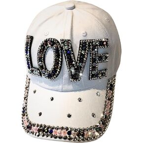 Popfizzy Love Hats for Women, Multicolor Rhinestone Hat, Love Cap, Bling Hats for Women, Bedazzled Hat, Bling Gift for Women