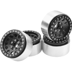 4Pack Vgoohobby Alloy 1.9" RC Beadlock Wheels Rims 12-Spoke Thickness 30mm Compatible with Axial SCX10 D90 Traxxas TRX4 RedCat Gen8 Tamiya CC01 1/10 RC Crawler Car (Titanium)