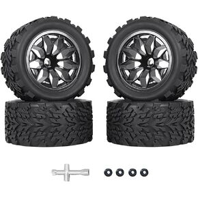 إطارات وعجلات سداسية 12 مم مُلصقة مسبقًا بمقياس 1/10 RC لشاحنة عربات التي تجرها الدواب، إطارات وحواف RC مع حشوات إسفنجية لـ Traxxas Rustler VXL Stampede Redcat Volcano EPX Pro Blackout XTE إلخ 4 قطع in Kuwait