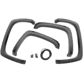 Bushwacker 70911-02 Black Pocket/Rivet Style Smooth Finish 4-Piece Fender Flare Set for 2022-2023 Nissan Frontier