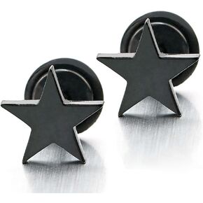 Pair Stainless Steel Plain Flat Star Stud Earrings for Man Women, Screw Back, 2pcs