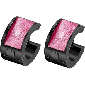 Jewelry Men's and Women's Muticolor Crystal Stainless Steel Studs Hoop Earrings
