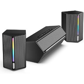 FIFINE Computer Speakers System with Subwoofer, Gaming Speaker for PC with RGB, Volume Control, Monitoring, 3.5mm Aux Input, AC Powered Speakers for Desktop Mobile TV-AmpliGame A22