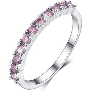 18K White Gold Plating Ring Excellent Cut Cubic Zirconia Single Stackable Eternity Wedding Bridal Ring hypoallergenic Rings for women with Box Packing
