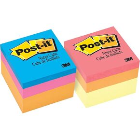 Post-it Notes Cube, 2 in x 2 in, Assorted Colors, 400 Sheets/Cube, 1 Cube (2051-NMC)