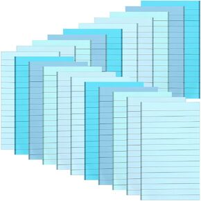 Thenshop 20 Pieces Lined Sticky Notes 4x6 Pastel Ruled Post Stickies Sticky Note Pads Memo Pads for School Home Office Supplies, 50 Sheets/Pad (Blue Series)