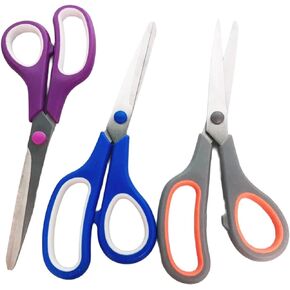 S & E TEACHER'S EDITION 6 Pcs 8 Inch Titanium Blade Scissors, Ultra Sharp, with Soft Comfort-Grip Handles, Professional All Purpose Scissors, for Office Craft School Supplies DIY Right/left Handed.