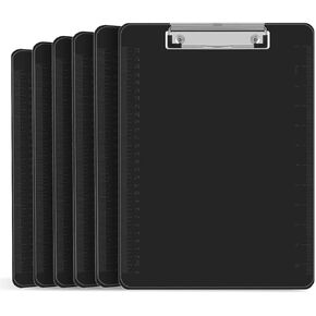 Black Clipboards, PANDRI 6 Pack Plastic Black Clipboards with Low Profile Clip 12.5 x 9 Standard Letter Size Clipboard for classrooms Office