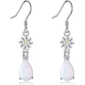 Opal Dangle Earrings Sterling Silver Daisy Dangle Earrings Opal Daisy Earrings Jewelry Gifts for Women Girls