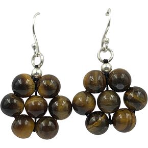 Yellow Tiger Eye Gemstone 8mm Round Beaded 925 Sterling Silver Jewelry Earring, Stylish Earring For Her, Fine Jewelry, Drop & Dangle Earring, Girl's Fashionable Earring, Beautiful Handmade Earrings, Best Silver Earring, Handmade Vintage Earrings ,Women's 