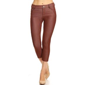 YELETE Women's Classic Solid Capri Jeggings Soft & Stretchy Tights