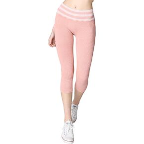 NIKIBIKI Women Seamless Vintage Striped Capri Leggings, One Size
