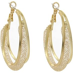 Gold Woven Mesh Oval Hoop Earrings Shinning Luxury Round Lightweight Earrings for Women Girls