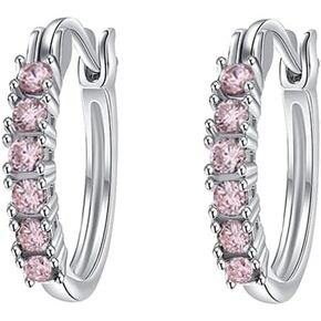 CZ Huggie Hoops Earrings for Women Girls Hypoallergenic Silver Cubic Zirconia Small Hoop Lever Back Click-Top Minimalist Jewelry Gifts for Friends
