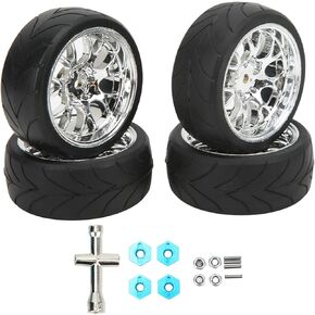 مجموعة إطارات VBESTLIFE RC، 4 قطع إطارات سيارة مطاطية RC مقاس 2.6 بوصة مع إطارات بلاستيكية تناسب معظم السيارات الرياضية المسطحة بمقياس 1:10