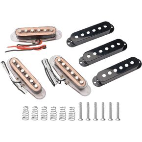 Set of Single Coil Pickup Set SSS for Fender Strat Style Guitar Copper Color,with Black Pickup Cover