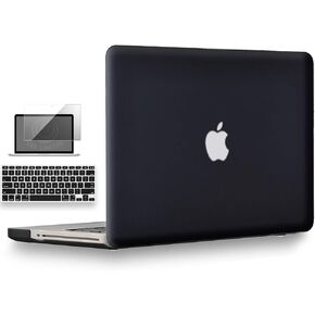 غطاء حماية UESWILL 3in1 ناعم غير لامع متوافق مع جهاز MacBook Pro مقاس 15 بوصة مع قرص مضغوط (غير شبكي) (موديل A1286) + غطاء لوحة مفاتيح وواقي شاشة + قطعة قماش للتنظيف من الألياف الدقيقة، أسود