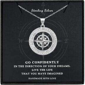 هدايا التخرج لها 2024، قلادة بوصلة للخريجين 925 من الفضة الإسترلينية، هدية مجوهرات ملهمة لابنتها البنات، قلادة الصداقة S925 لأصدقاء الكلية في المدرسة الثانوية in Kuwait