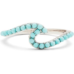 Pura Vida Silver-Plated Neon Wave Bead Stackable Ring - Brass Base, Stylish Design - Size 5-9