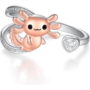 Axolotl Ring 925 Sterling Silver Axolotl Ring Cute Animal Axolotl Jewelry Gifts for Women Girls