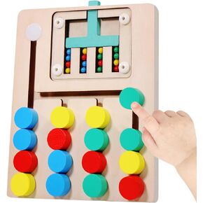 Montessori Learning Toys Brain Teaser Color Slide Puzzle Matching Games, Preschool Learning Activities Road Trip Essentials, Birthday Gifts for Kids Girls Boys 3 4 5 6 Years Old (4 Color)