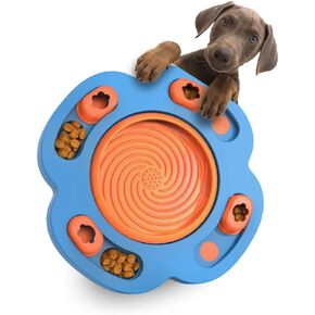 Puzzle Feeder Dog Toy-Silicone Slow feeder Toy Bowl with Interactive Cat Puzzle Toy- Dogs Treat Dispenser - Indoor Dog Puzzle feeders- Durable Anti-slip Flooring - Easy to Clean - Dishwasher Safe