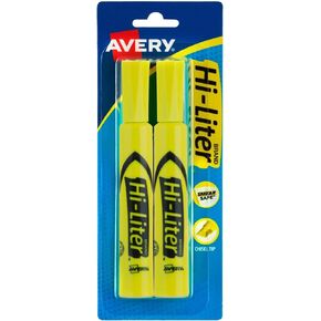 Avery 24081 Highlighter,Chisel Point,2/CD,Fluorescent Yellow