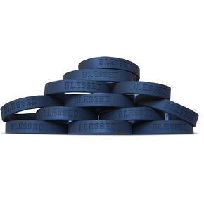Blessed Black 12-Piece Silicone Rubber Band Wristband Motivation & Religious Accessory