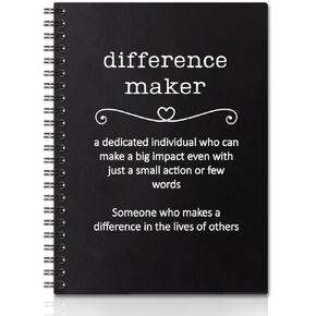 Difference Maker Black Golden Hardcover 160 Pages Blank Spiral Notebooks, Employee Appreciation Gift, Thank You Gift for Coworker Boss, Unique Office Gift Idea for Man Coworker, New Job Gifts