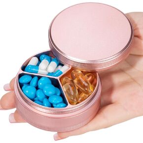 Metal Pill Box 3 Compartment - Waterproof Pill Container for Pocket or Purse, Portable Travel Pill Organizer Heavy Duty Daily Pill Case for Medication, Vitamin