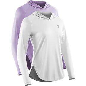 NELEUS Women's Sun Protection Running Shirts Workout Athletic Shirts with Hoods