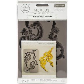 Redesign with Prima Redesign Furniture Decor Moulds® Italian Villa Scrolls 5"x8",8Mm Thickness for Funiture Dresser, Chocolate,Cake,Candy,Backery,Soap,Polymer Clay, earthen Clay