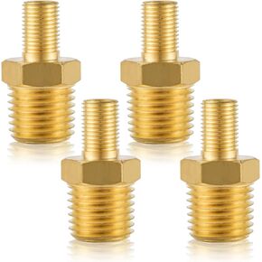 Air Inflator Adapter, Brass Air Hose Adapter 1/4" NPT (M) to Standard Valve (M) for Schrader Air Pump Valve Adapter Tire Inflator Connector for Air Compressor/Pump Auto Air Hose/Chuck
