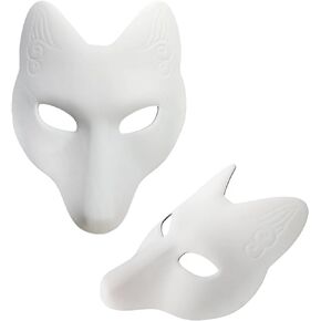 Fox Mask DIY Blank Masks White Paintable Masks Halloween Cosplay Masquerade Costume Prop