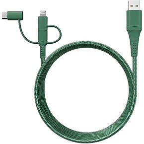 Classy Chargers Universal 3-in-1 Nylon Charging Cables for iPhone, Android, and More | 6ft Certified Lightning Cable, Type C, Micro USB | Compatible with All Phone Types (Hot Pink)
