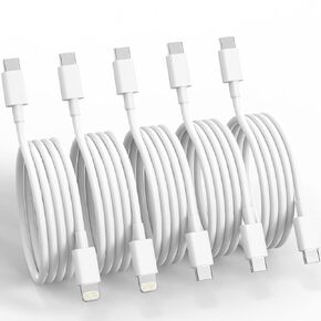 5Pack iPhone15 14 13 USB C Charger Cable 6FT [MFi Certified], 3PCS USB C to USB C Cable and 2PCS USBC to Lightning Cord for iPhone 15 to 8