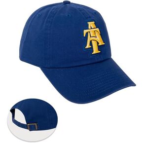 Desert Cactus North Carolina A&T State University Baseball Hat Aggies NC A&T Brimmed Embroirderd Cap Adjustable Cloth Strap Adult (Style A) Blue