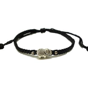 Elephant Pendant Lucky Braided Bracelets with a Sliding Knot Adjustable Cotton Cord Bracelet FC-038
