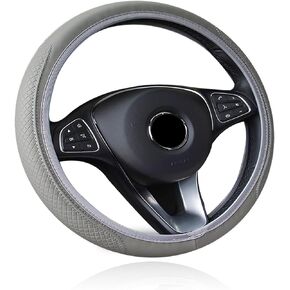 Car Steering Wheel Cover Protector Microfiber Leather, Elastic, Breathable Anti-Slip Odorless, 15 Inches Universal (Black)