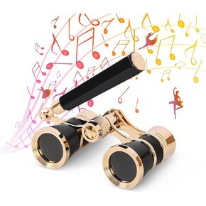 Aomekie Opera Glasses Binoculars 3X25 Theater Glasses Mini Binocular Compact with Handle for Adults Kids Women in Musical Concert（Black）