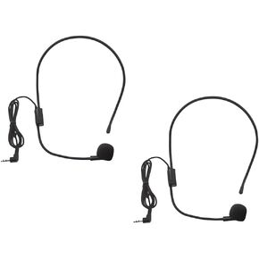 2Pcs Headset Microphone, Flexible Wired Boom for Voice Amplifier, 3.5mm Connector Jack Headset Mic for Singing, Hands Free Microphone for Teachers, Speakers, Dancer, Presentations, Black