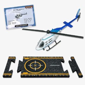 Hot Wings Planes Bell 206 Jet Ranger (Police) with Connectible Runway,White/Blue