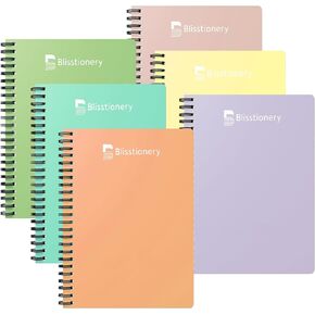 Spiral Notebook 4 Pack, 5.8"x8.26" Small, 8mm Wide-Ruled Note Book, 80gsm/160 Bleed-Proof Pages, Waterproof Cover, Double-Wire Spiral Bound Journal, Notebooks for Work, Office, School & Gifts