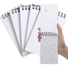 Qilery 12 Pcs Waterproof Notebook 3" x 5" All Weather Pocket Notepads Police Notepad Reporters Notebook Weatherproof White Spiral Notebook Steno Pads Spiral Memo Pads Journal Notepad for Outdoor